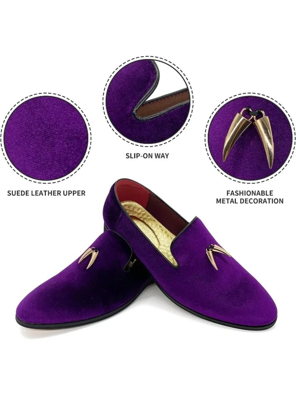 Men's Purple Velvet Penny Loafer Slip On Comfortable Tuxedo Party Classic Shoes